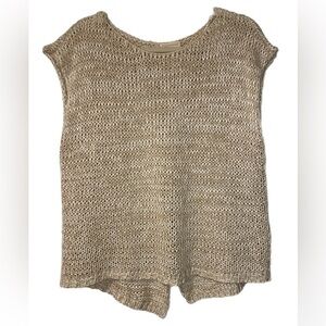 Eileen Fisher oatmeal sleeveless sweater with open back loose knit. Open size YY